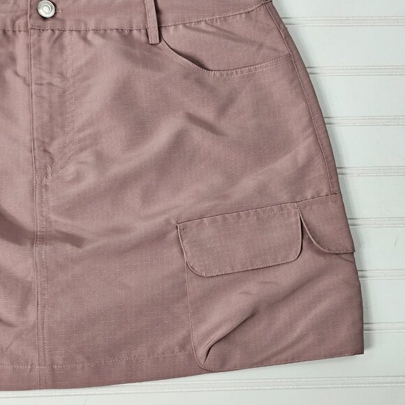 Lulus Women's Mauve 5 Pocket Check Textured Cargo Mini Skort Size XL NWT - Picture 4 of 13
